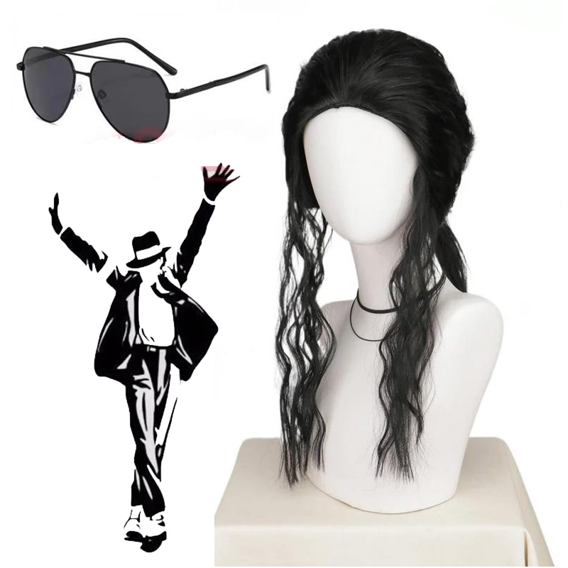 Anime Cosplay Long Black Hair - Michael Jackson Cosplay Wig Or Glasses