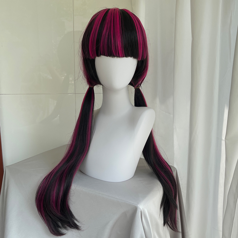 Anime Cosplay Long Black Hair - High Quality Movie Draculaura Cosplay Wig