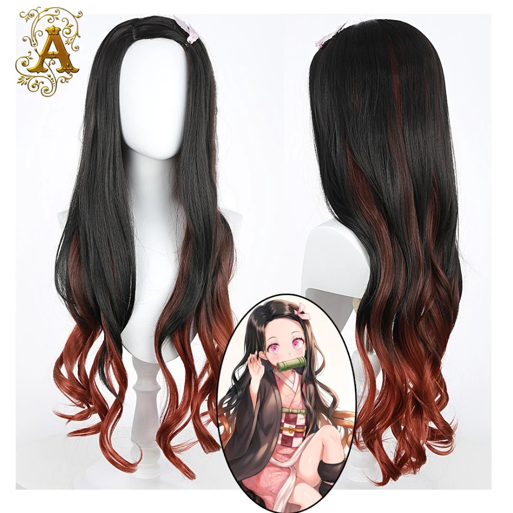 Black Dark Red Gradient Color  - đánh giá và giá Anime Cosplay Long Black Hair