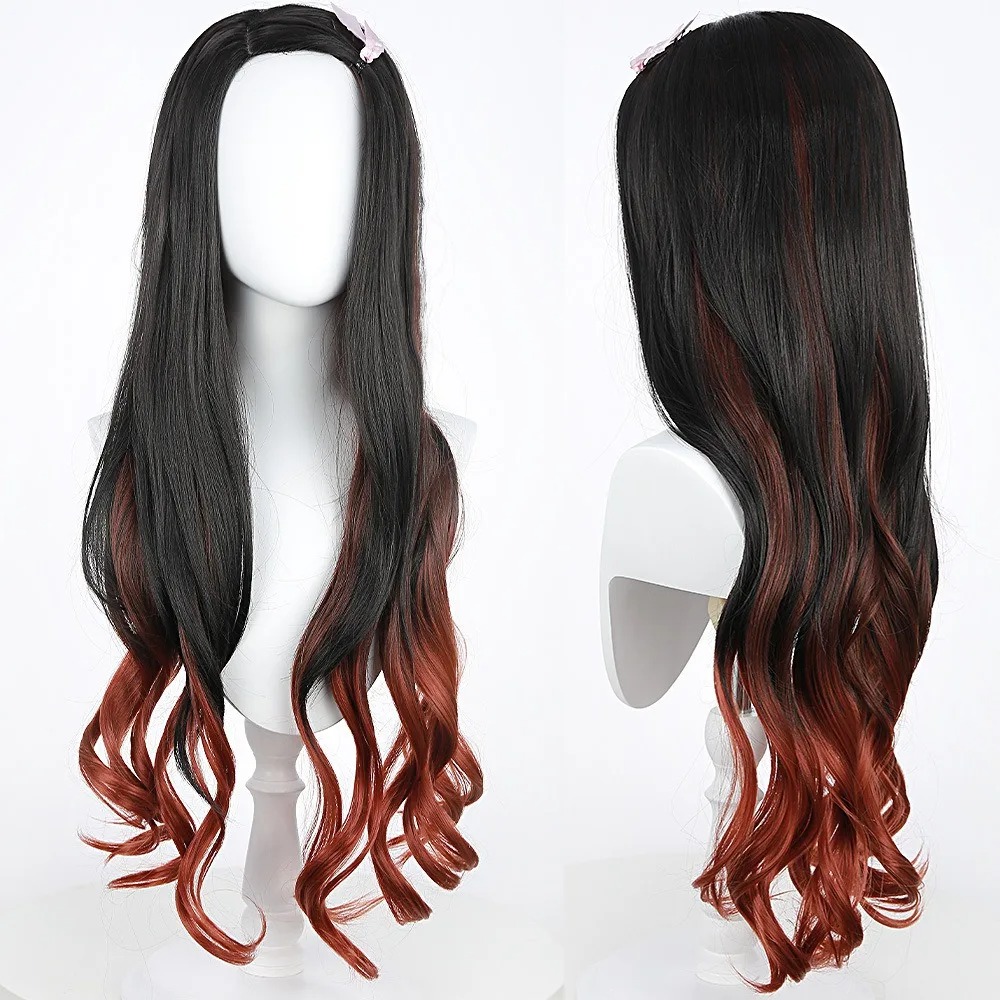 Black Dark Red Gradient Color  - đánh giá và giá Anime Cosplay Long Black Hair