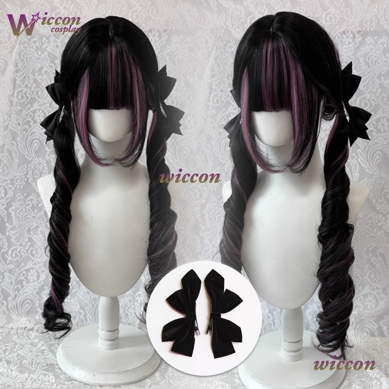 Comic ‌Black Wig with Pink Cos - đánh giá và giá Anime Cosplay Long Black Hair